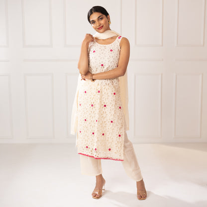 white mirror embellished 3 piece suit set