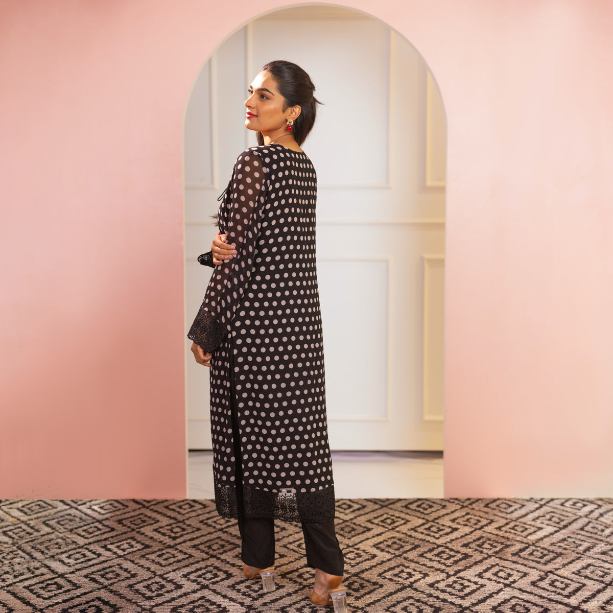 midnight polka a line ensemble 3 piece suit set