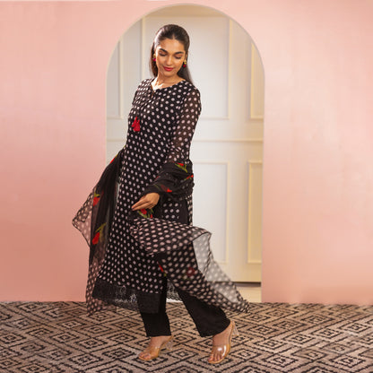 midnight polka a line ensemble 3 piece suit set