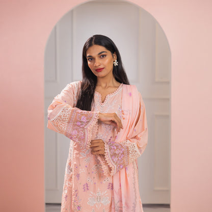 blush paneled long a line suit set