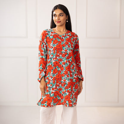 crimson blossom print set