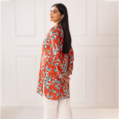 crimson blossom print set