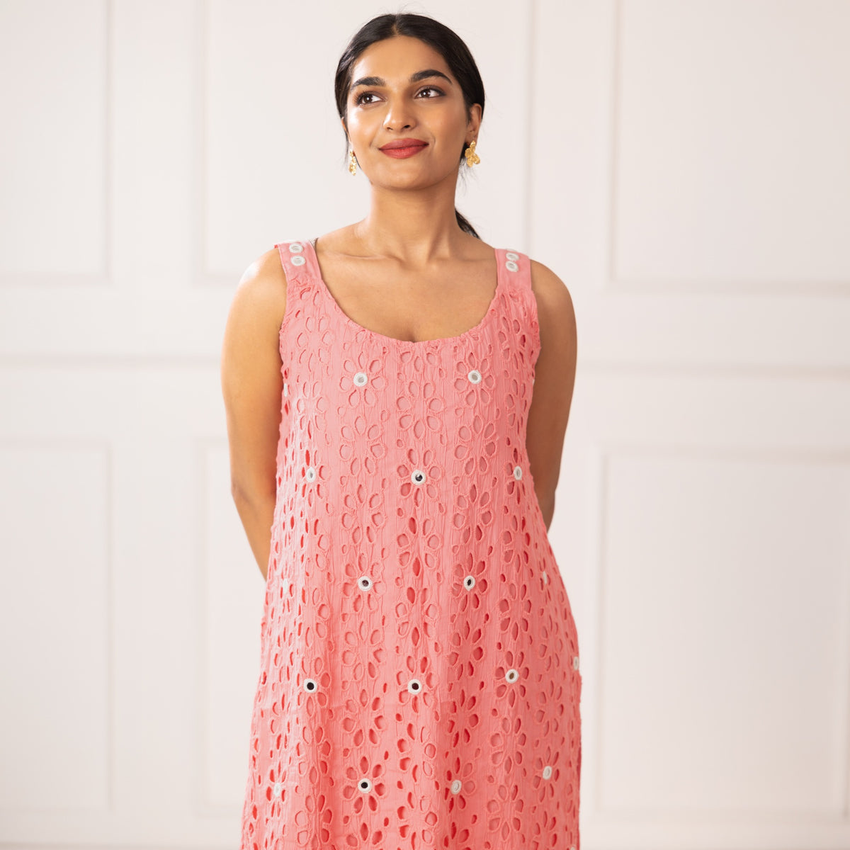 soft pink mirror embellished 3 piece suit set