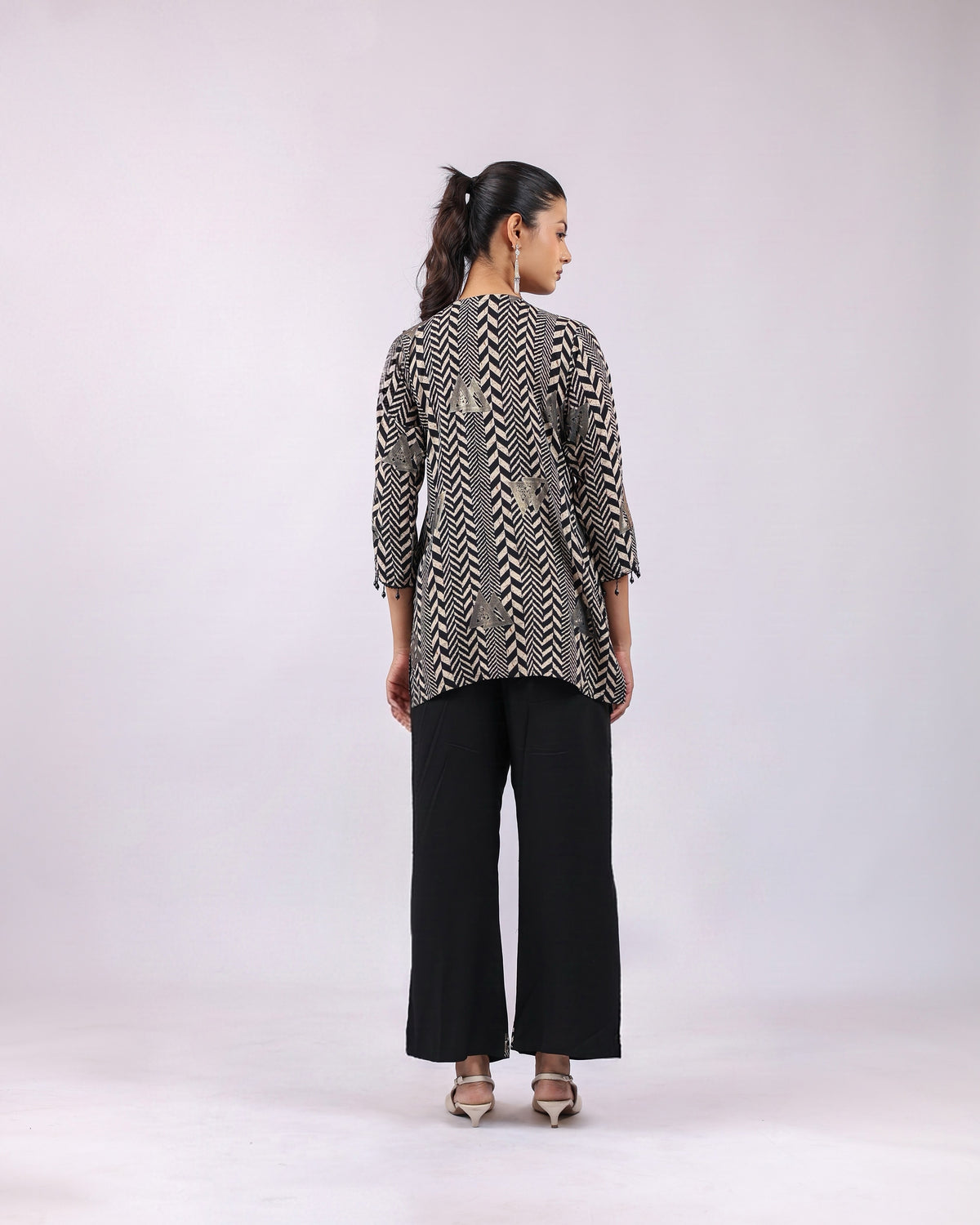 patterned chiffon suit set