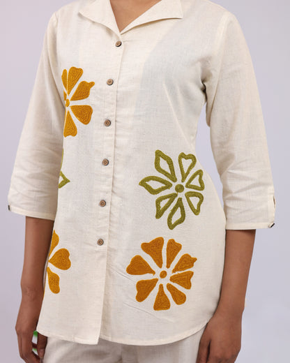 off white cotton linen 2 piece set
